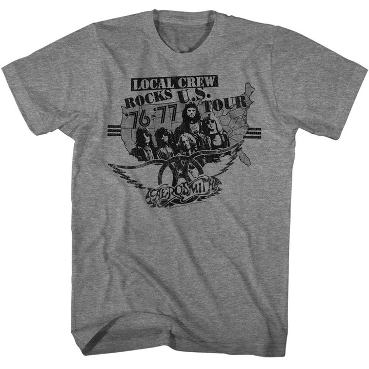 Aerosmith - Local Crew - American Classics - Heather Gray Adult Short Sleeve T-Shirt