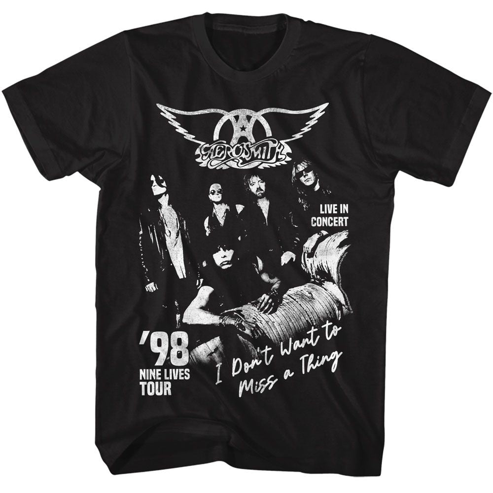 Aerosmith - Miss A Thing - American Classics - Solid Black Adult Short Sleeve T-Shirt