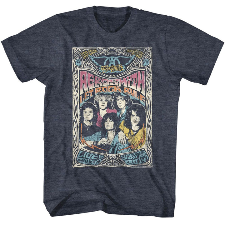 Aerosmith - Let Rock Rule - American Classics - Heather Blue Adult Short Sleeve T-Shirt