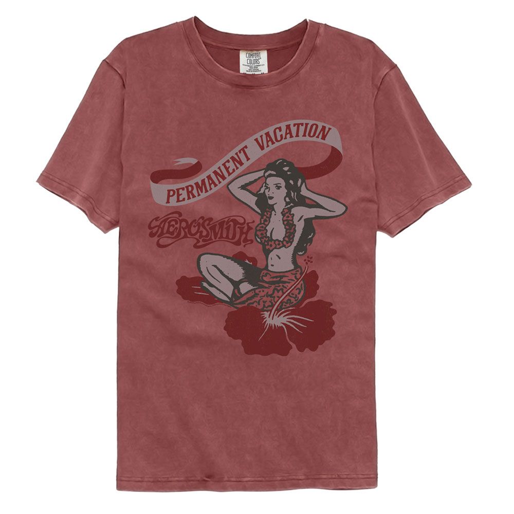 Aerosmith - Permanent Vacation - American Classics - Solid Red Adult Short Sleeve Comfort Color T-Shirt