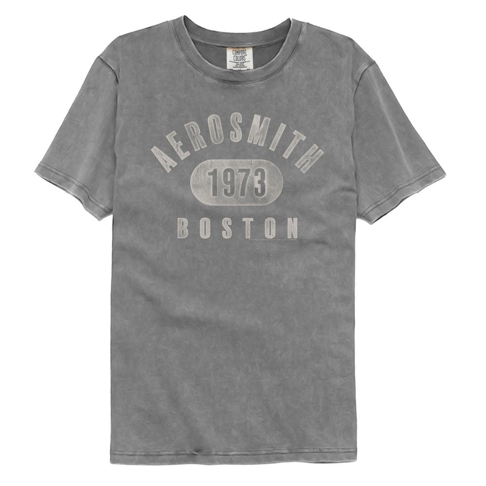 Aerosmith - 1973 Boston - American Classics - Solid Gray Adult Short Sleeve Comfort Color T-Shirt