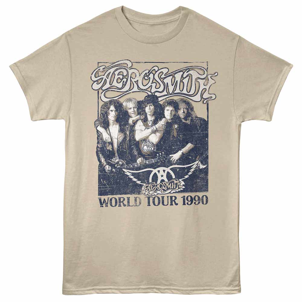 Aerosmith - Tour 1990 - Adult Unisex Short Sleeve T-Shirt - Sand