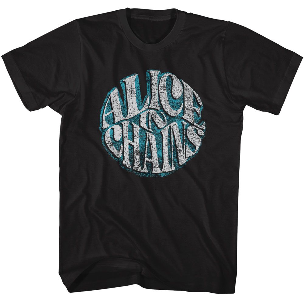 Alice In Chains - Circle Text - American Classics - Solid Black Adult Short Sleeve T-Shirt