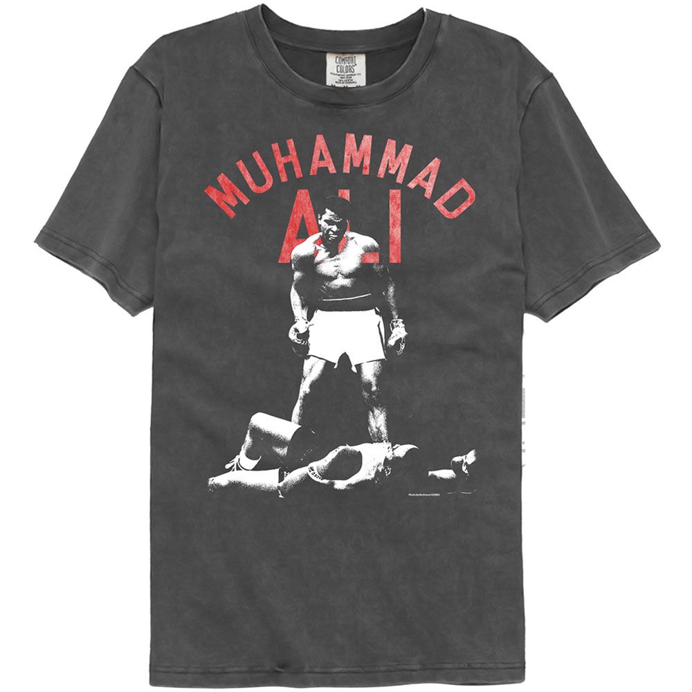 Muhammad Ali Thresh Officially Licensed Adult Short Sleeve Washed Black T-Shirt
