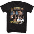Muhammad Ali - Collage - American Classics - Solid Black Adult Short Sleeve T-Shirt