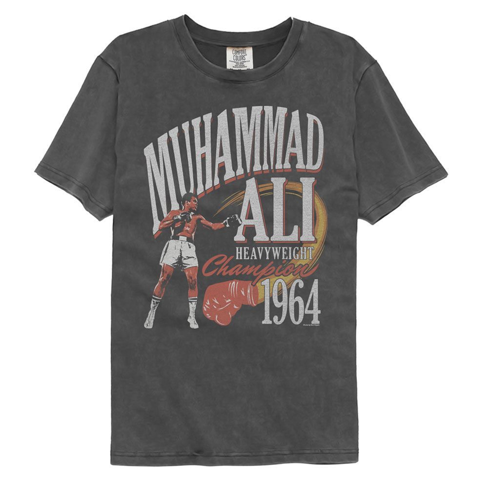 Muhammad Ali - Heavyweight Champ Glove - American Classics - Solid Gray Adult Short Sleeve Comfort Color T-Shirt
