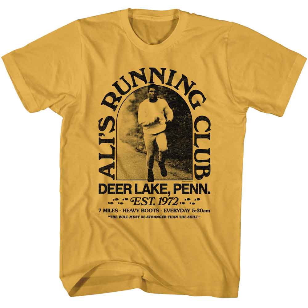 Muhammad Ali - Running Club - American Classics - Solid Yellow Adult Short Sleeve T-Shirt