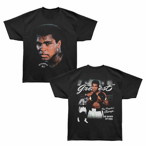 Muhammad Ali - The Greatest - Bronx Oversized Short Sleeve T-Shirt - Front & Back Print - Black