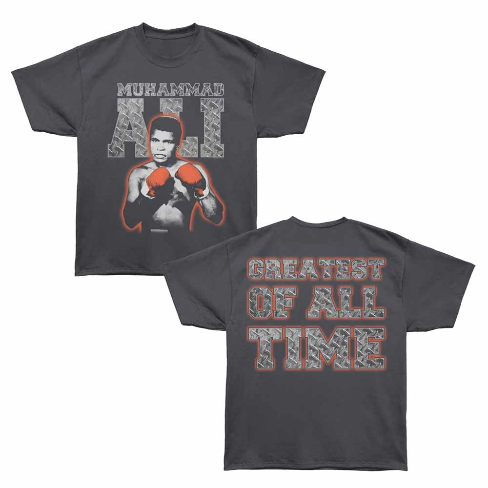 Muhammad Ali - Greatest - Bronx Oversized Short Sleeve T-Shirt - Front & Back Print - Gray