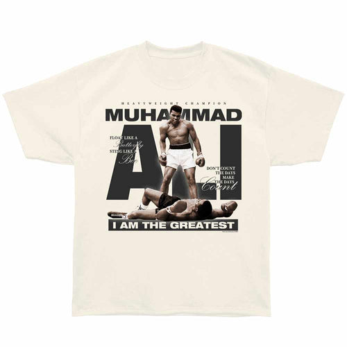 Muhammad Ali - Iconic Photo And Quotes - Bronx Oversized Short Sleeve T-Shirt - Front Print - Off-White