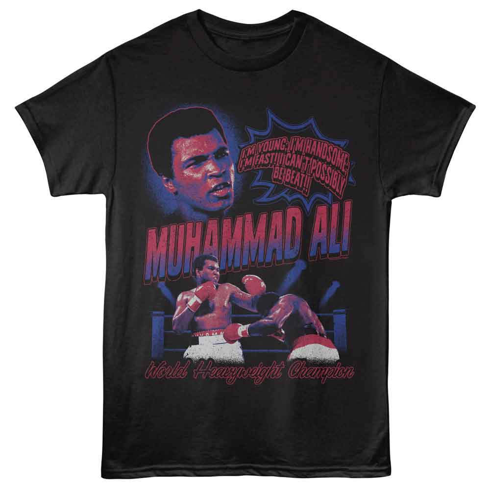 Muhammad Ali - Young Handsome Fast - Adult Short Sleeve T-Shirt - Black