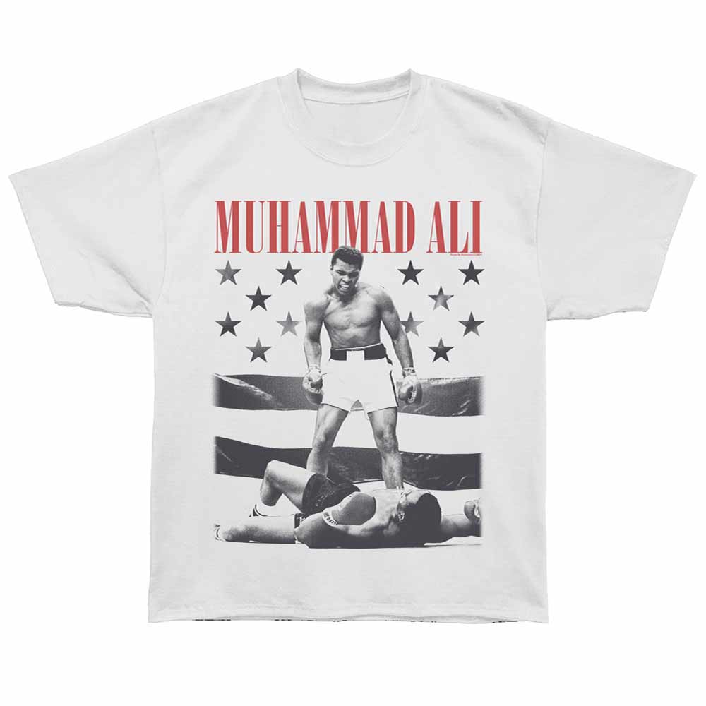 Muhammad Ali - Flag - Bronx Oversized Short Sleeve T-Shirt - Front Print - White