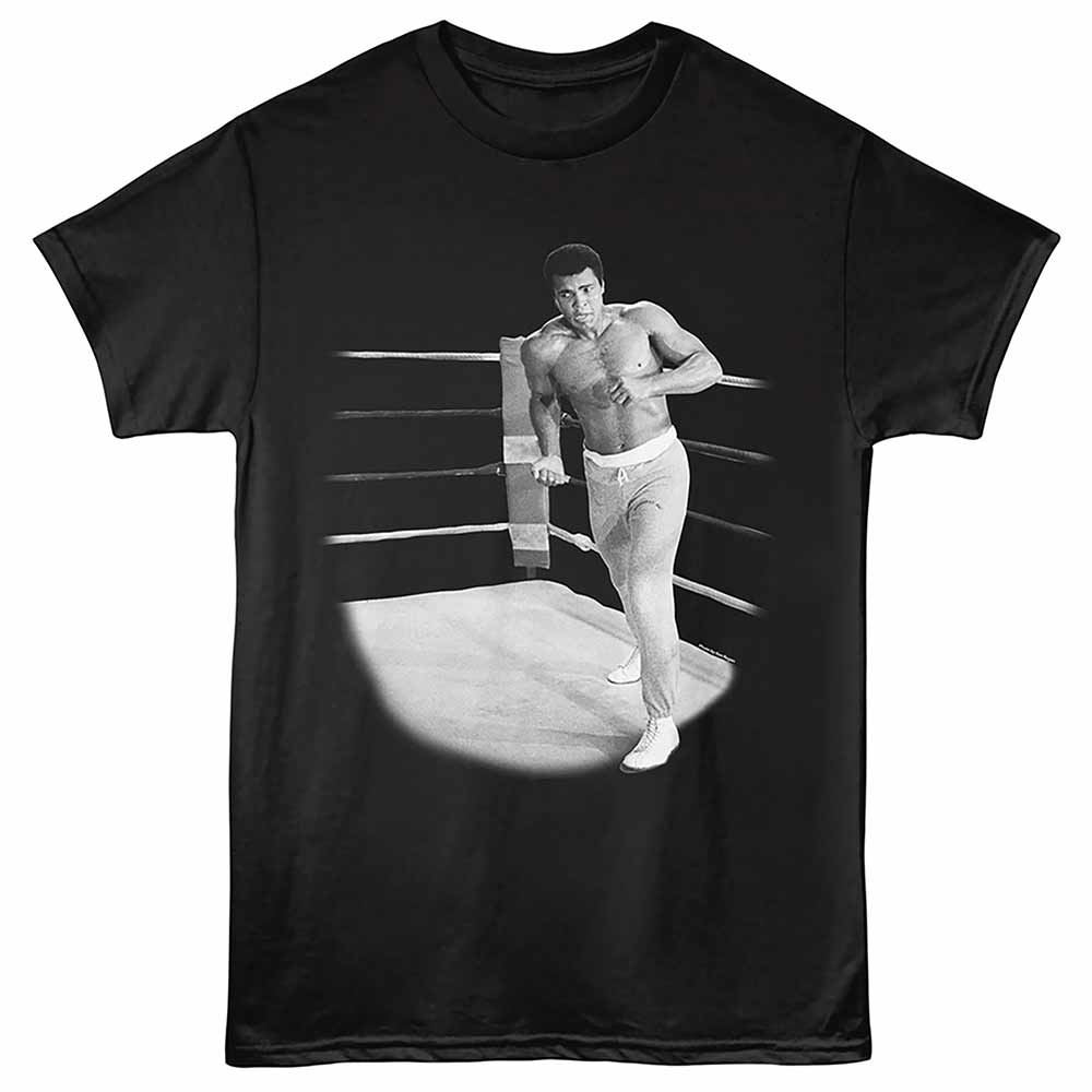 Muhammad Ali - Training - Front Print Adult Short Sleeve Solid T-Shirt - Black