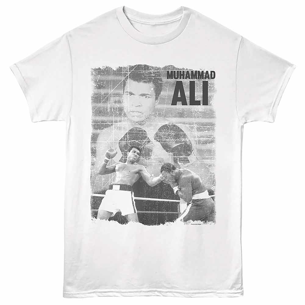 Muhammad Ali - Fight - Front Print Adult Short Sleeve Solid T-Shirt - White