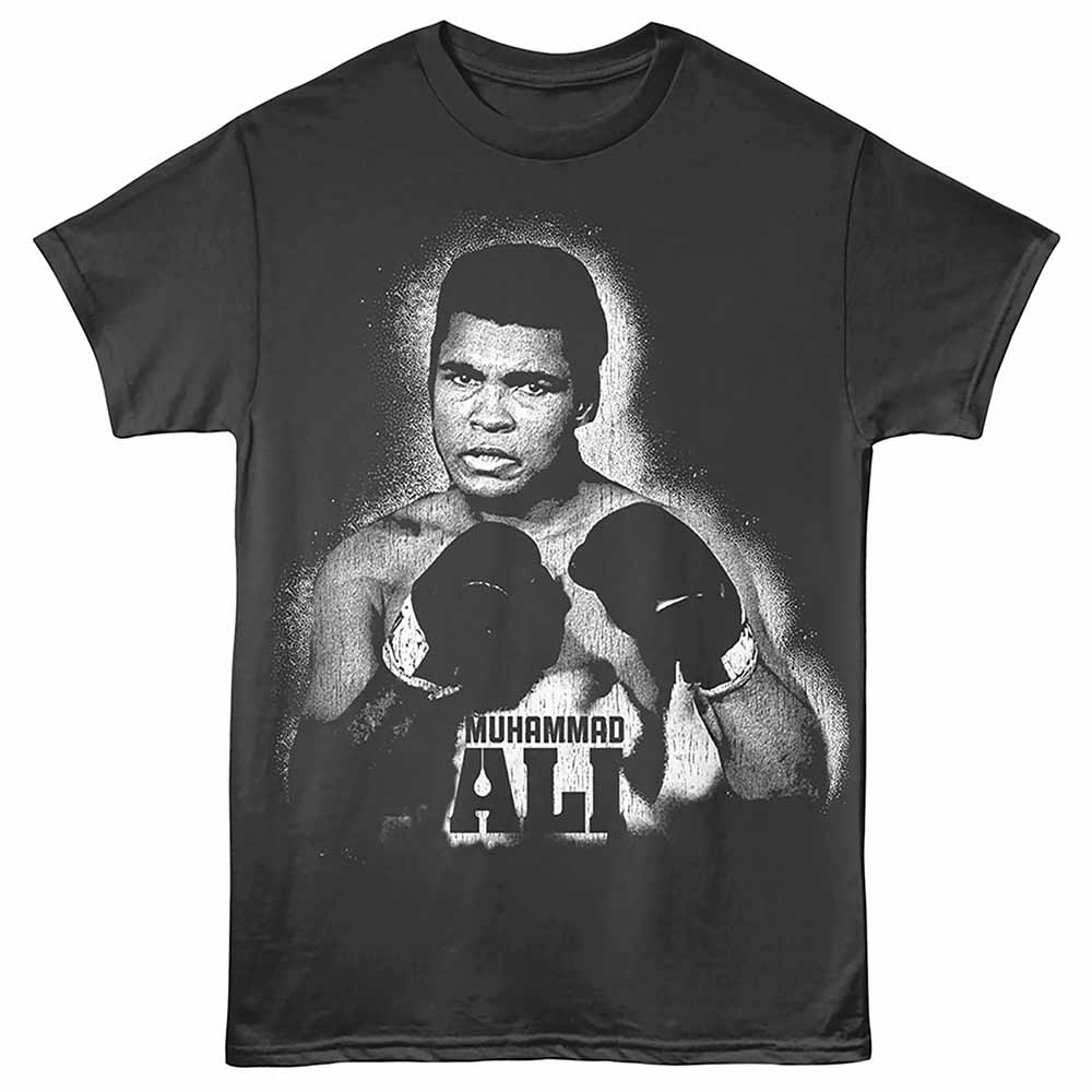 Muhammad Ali - Dukes Up - Front Print Adult Short Sleeve Solid T-Shirt - Smoke