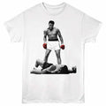 Muhammad Ali - Stand - Front Print Adult Short Sleeve Solid T-Shirt - White