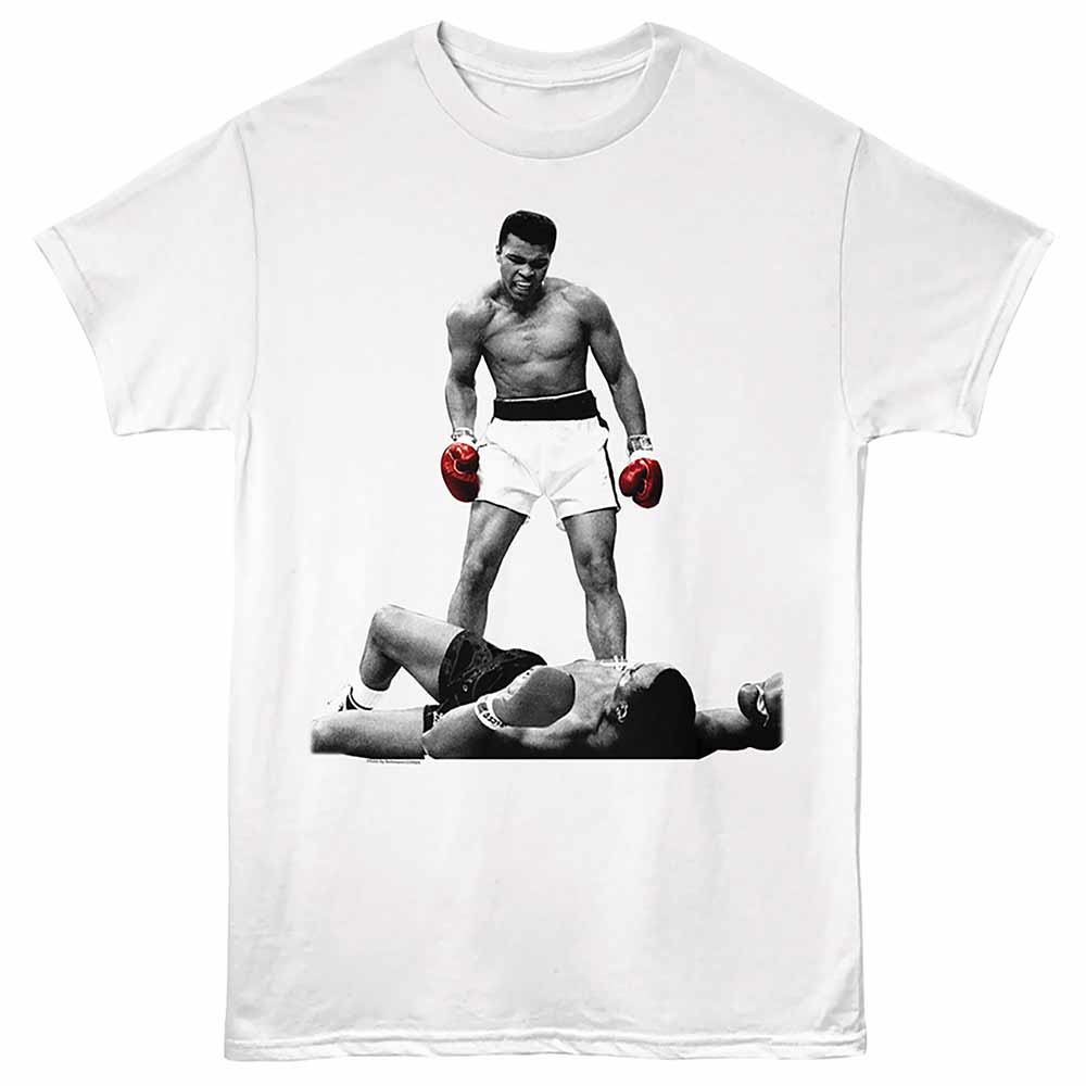 Muhammad Ali - Stand - Front Print Adult Short Sleeve Solid T-Shirt - White