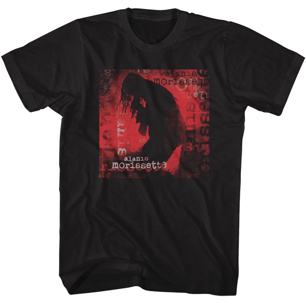Alanis Morissette - Text Overlay - American Classics - Solid Black Adult Short Sleeve T-Shirt