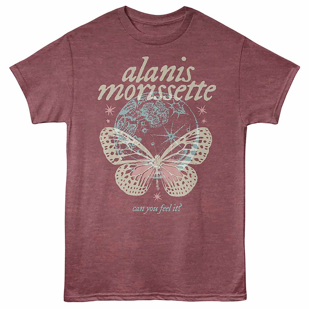 Alanis Morissette - Can You Feel It - Front Print Adult Short Sleeve Solid T-Shirt - Vintage Maroon Heather
