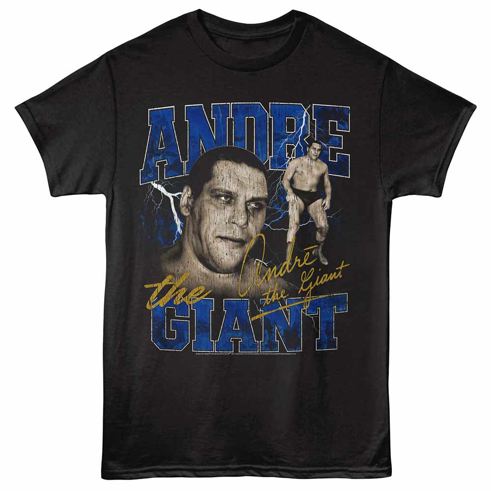 Andre The Giant - Lightning - Adult Unisex Short Sleeve T-Shirt - Black