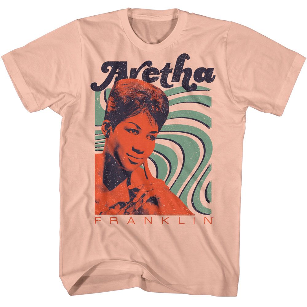 Aretha Franklin - Waves - American Classics - Solid Orange Adult Short Sleeve T-Shirt