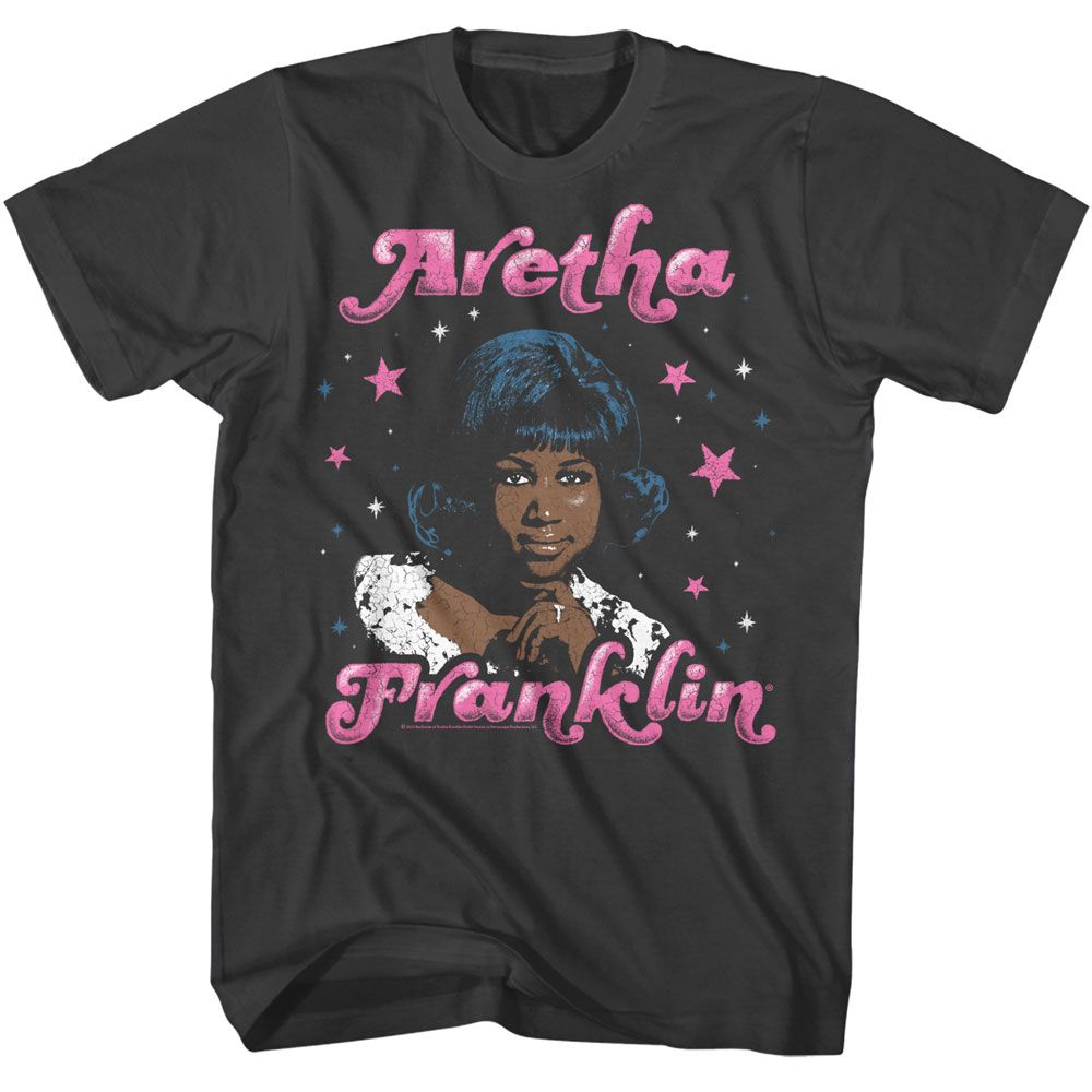 Aretha Franklin - Stars - American Classics - Solid Gray Adult Short Sleeve T-Shirt