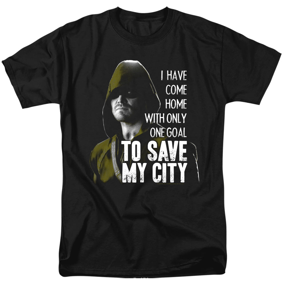 DC Comics - The Arrow - Save My City - Adult Unisex Short Sleeve T-Shirt - Black