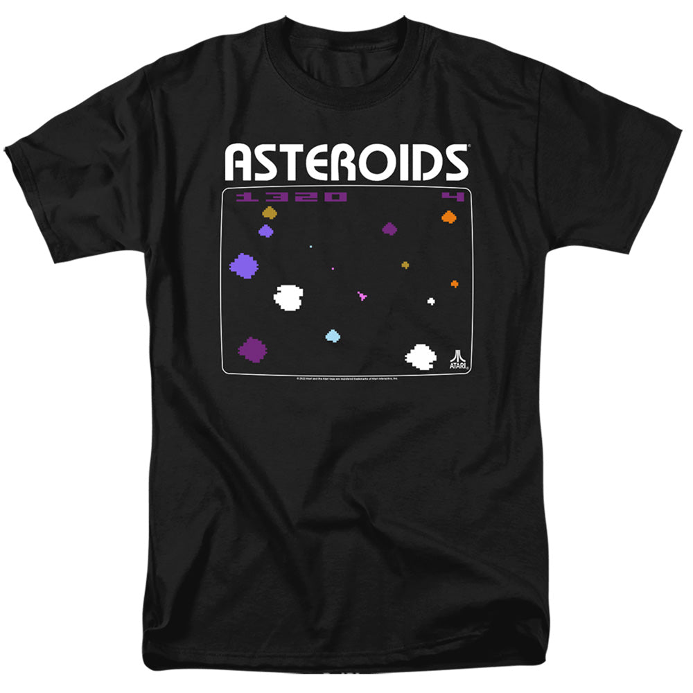 Atari - Asteroids Screen - Adult Unisex Short Sleeve T-Shirt - Black