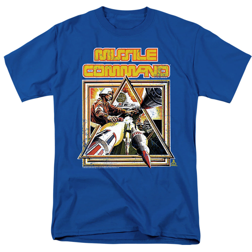 Atari - Missle Commander - Adult Unisex Short Sleeve T-Shirt - Blue