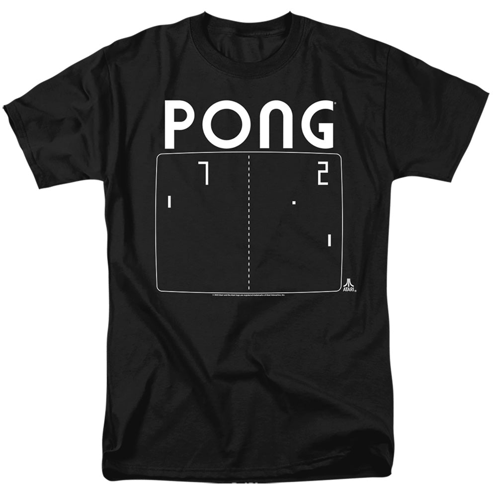 Atari - Pong Screen - Adult Unisex Short Sleeve T-Shirt - Black