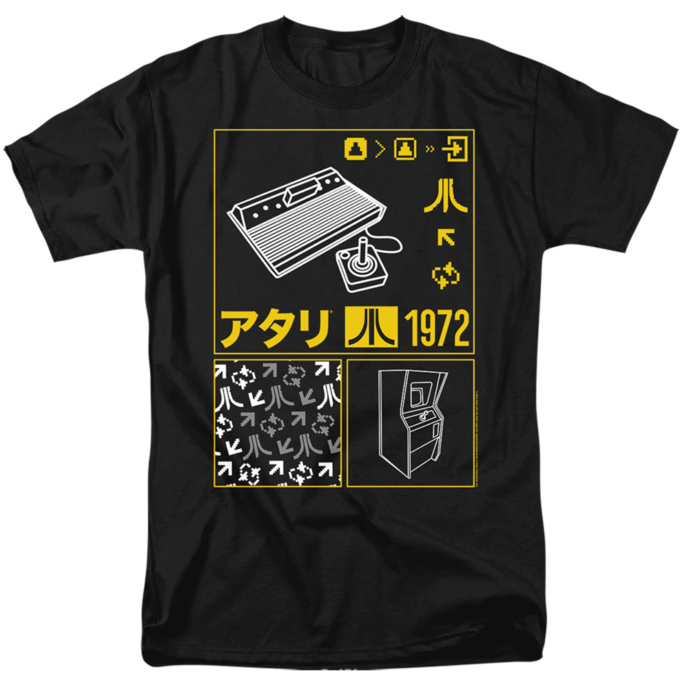Atari - Kanji Squares - Adult Unisex Short Sleeve T-Shirt - Black
