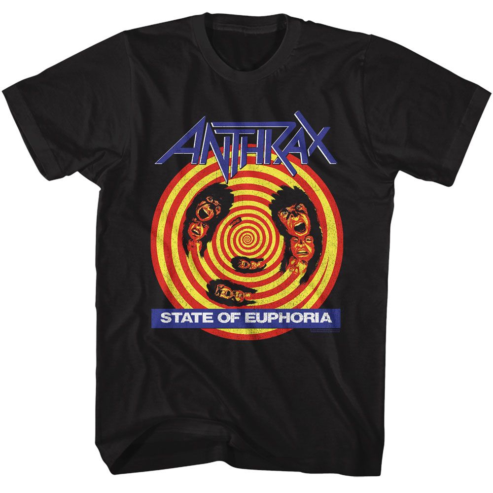 Anthrax - State Of Euphoria - American Classics - Solid Black Adult Short Sleeve T-Shirt