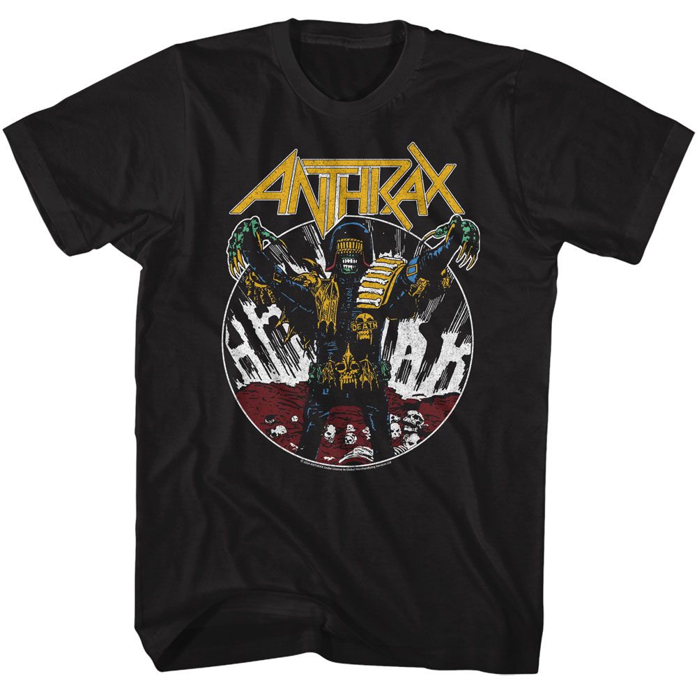 Anthrax - Judge Death Vint - American Classics - Solid Black Adult Short Sleeve T-Shirt