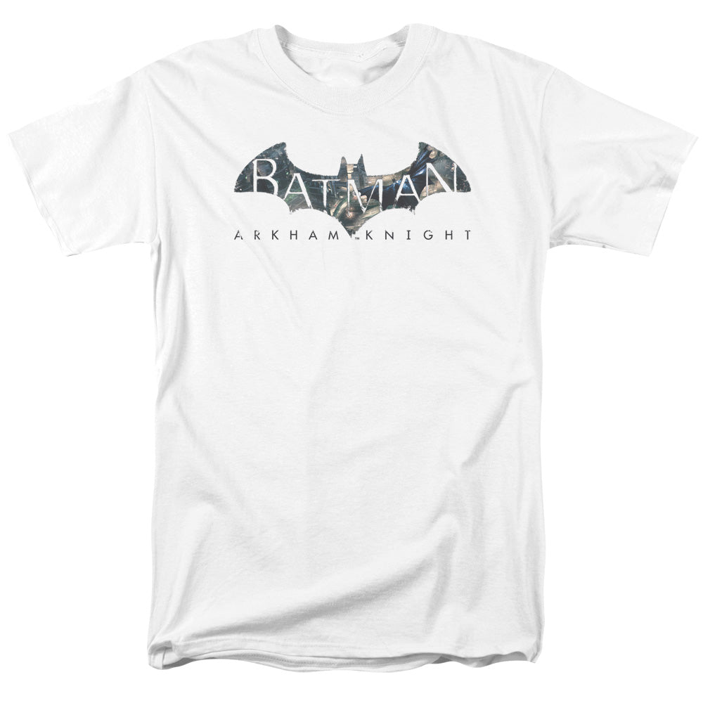 DC Comics Batman Arkham Knight Descending Logo Adult Unisex T-Shirt White