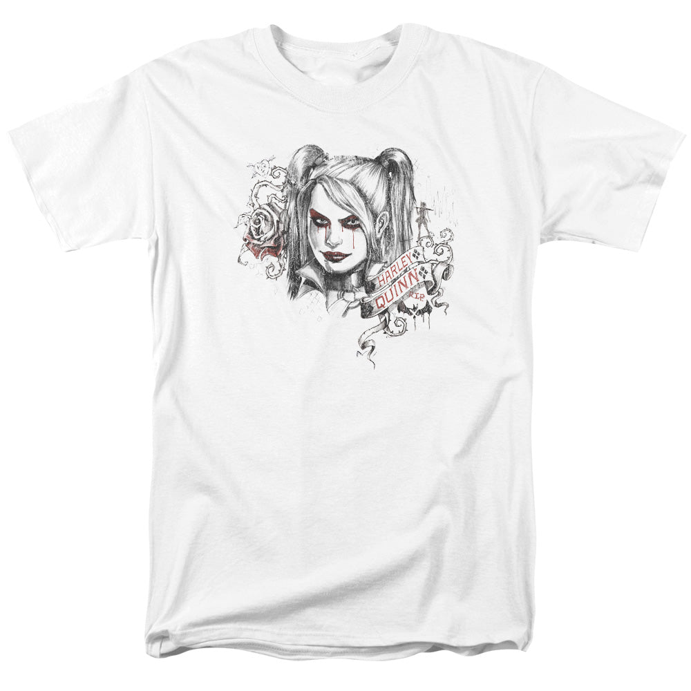DC Comics - Batman Arkham Knight - Sketchy Girl - Adult Unisex T-Shirt - White