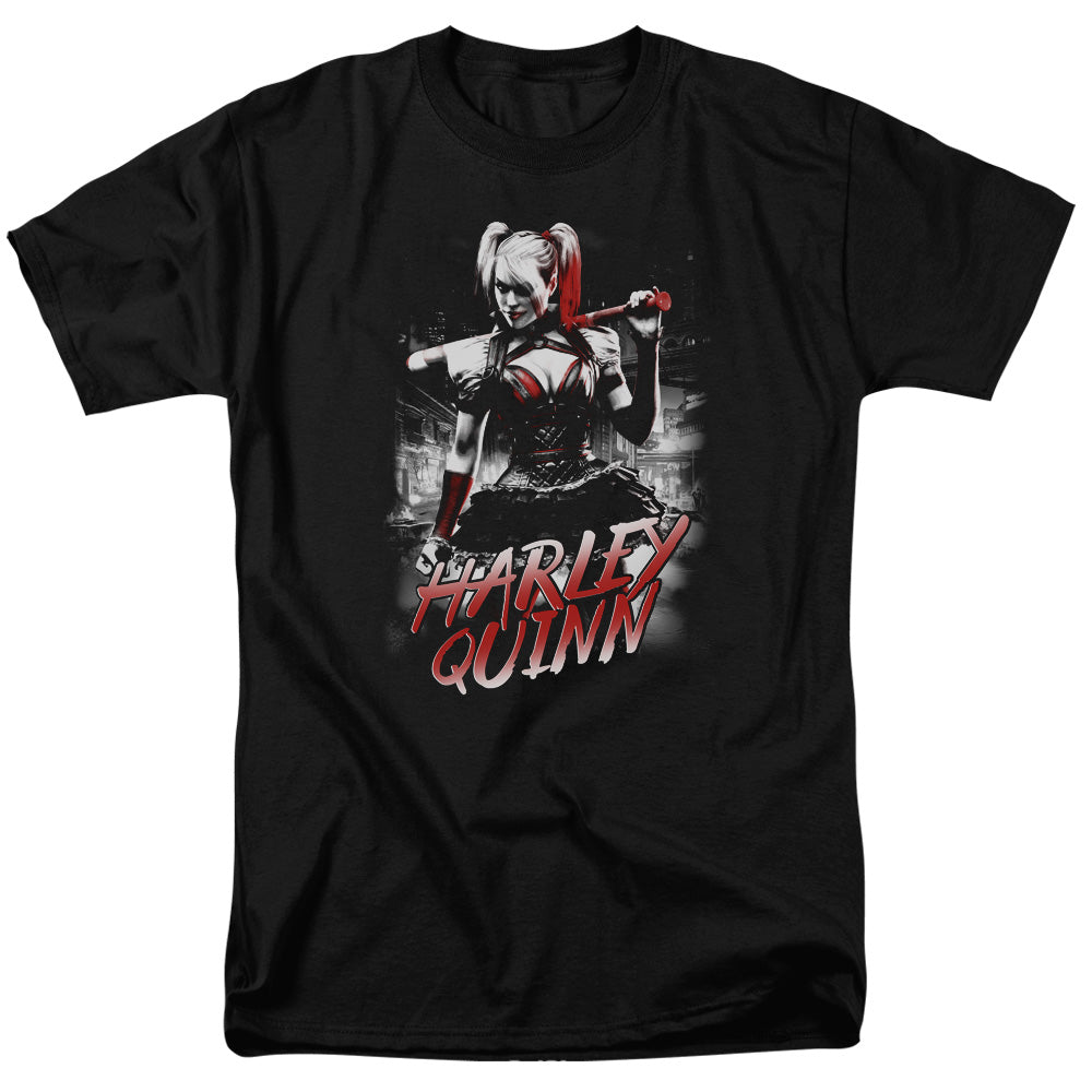 DC Comics - Batman Arkham Knight - Quinn City - Adult Unisex T-Shirt - Black