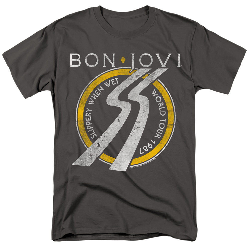 Bon Jovi - Slippery When Wet World Tour - Adult Unisex T-Shirt - Gray