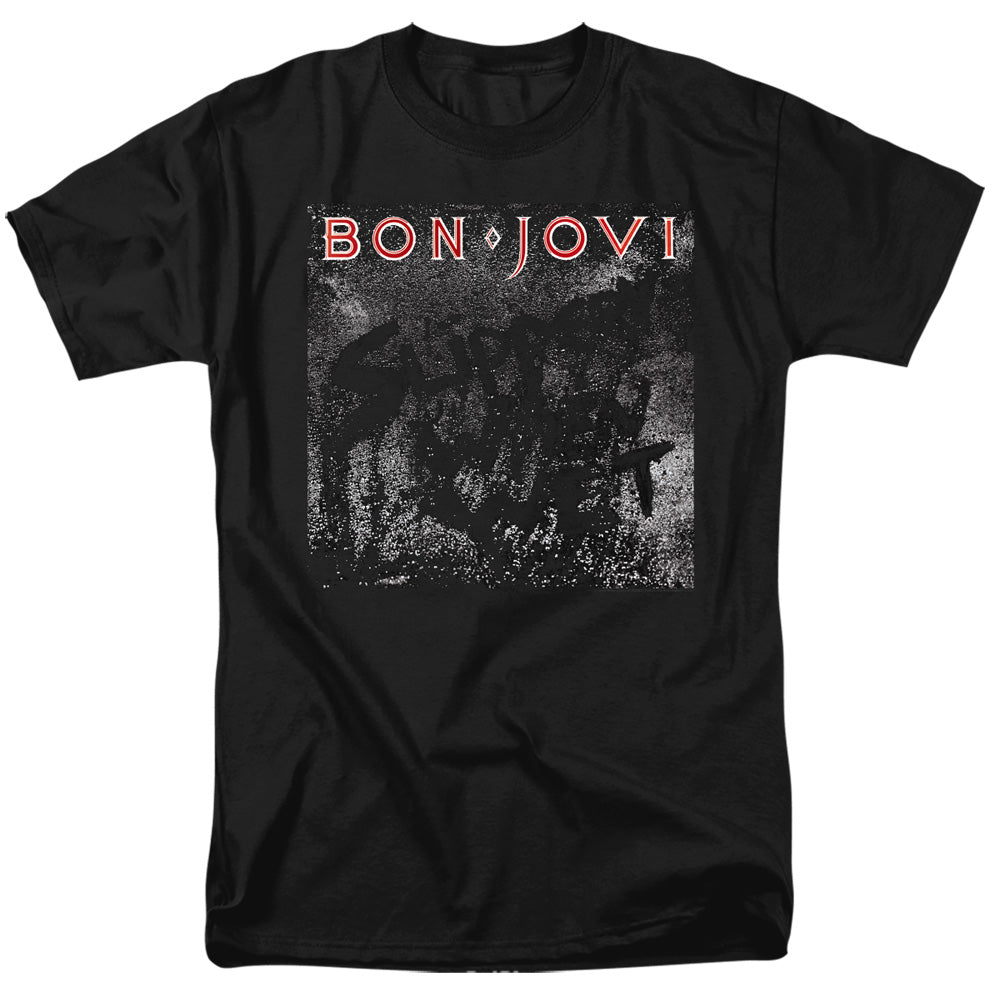 Bon Jovi - Slippery Cover - Adult Unisex Short Sleeve T-Shirt - Black