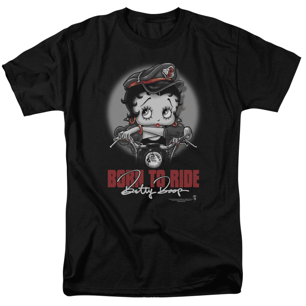 Betty Boop - Born To Ride - Adult Unisex Short Sleeve T-Shirt - Black