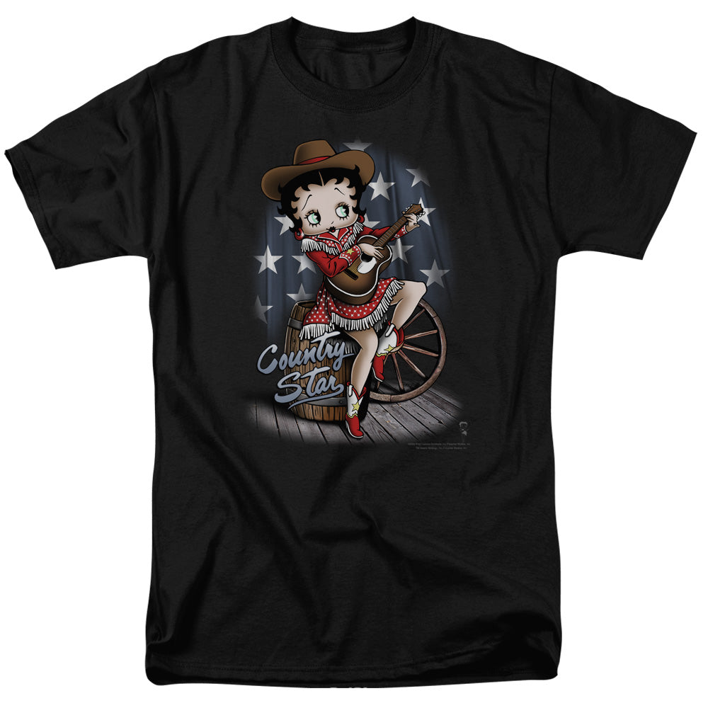 Betty Boop - Country Star - Adult Unisex Short Sleeve T-Shirt - Black