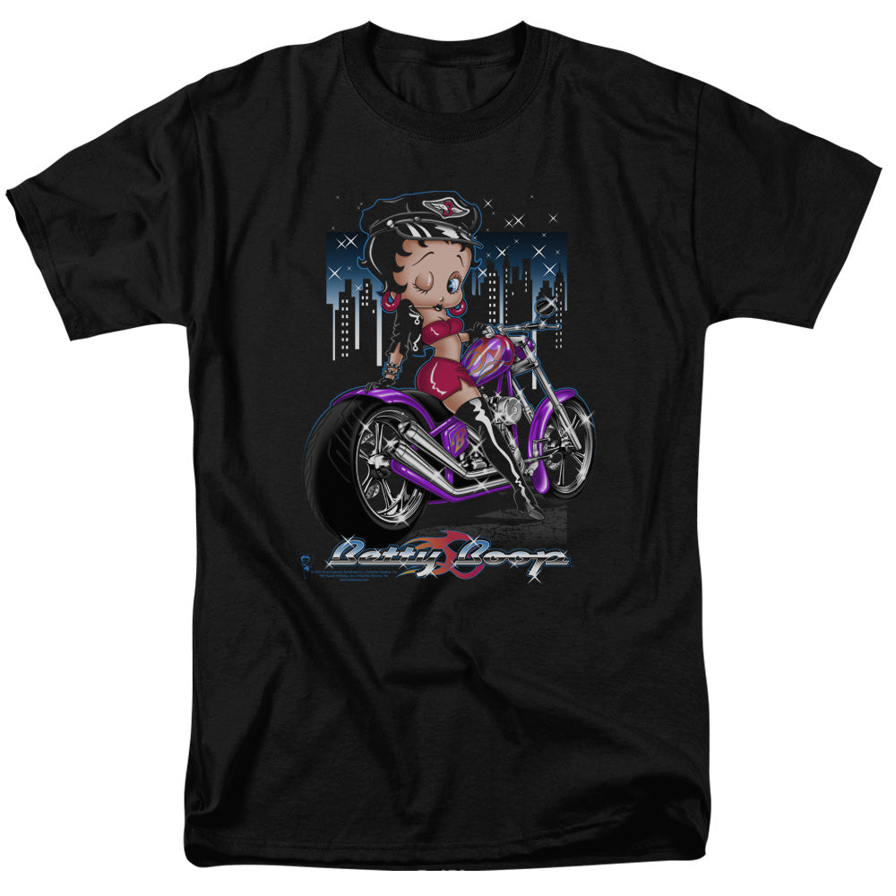 Betty Boop - City Chopper - Adult Unisex Short Sleeve T-Shirt - Black
