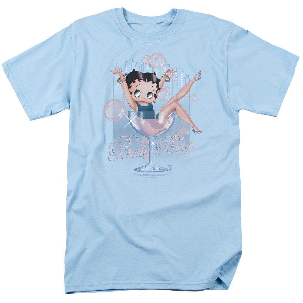 Betty Boop - Pink Champagne - Adult Unisex Short Sleeve T-Shirt - Blue