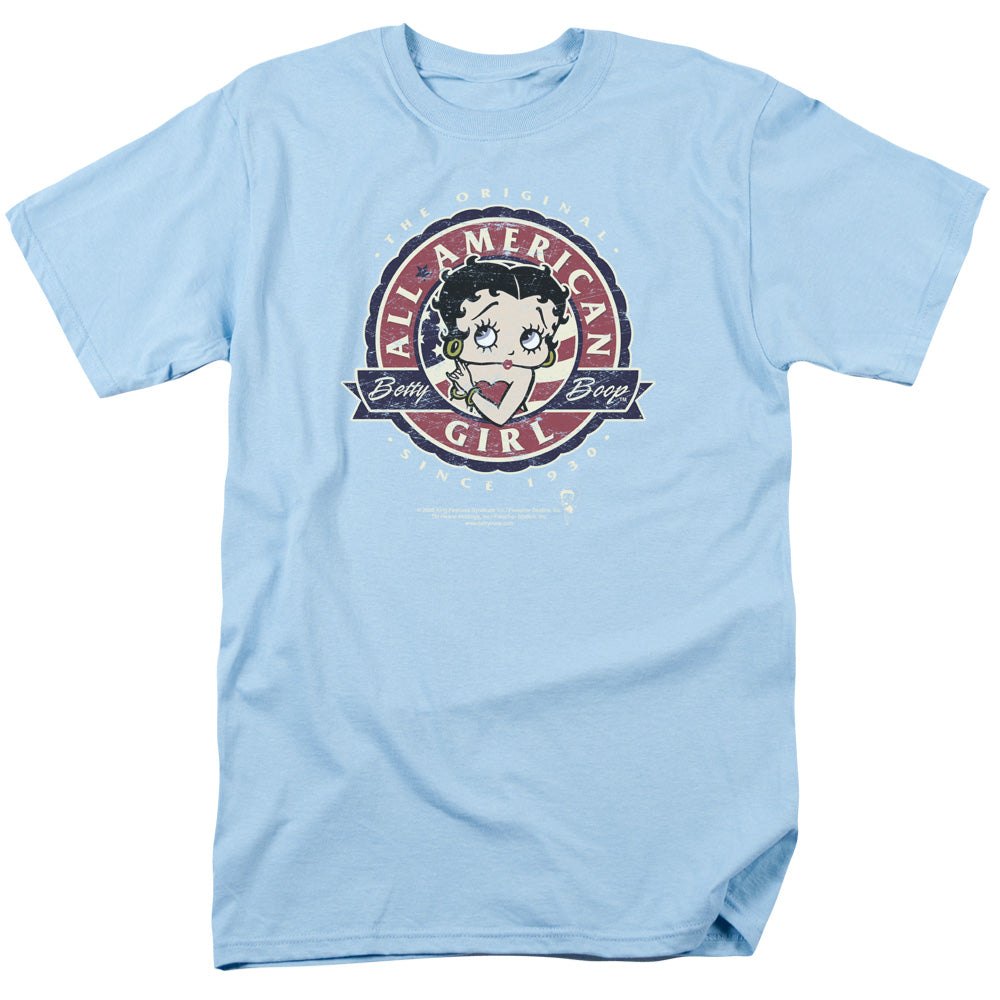 Betty Boop - All American Girl - Adult Unisex Short Sleeve T-Shirt - Blue