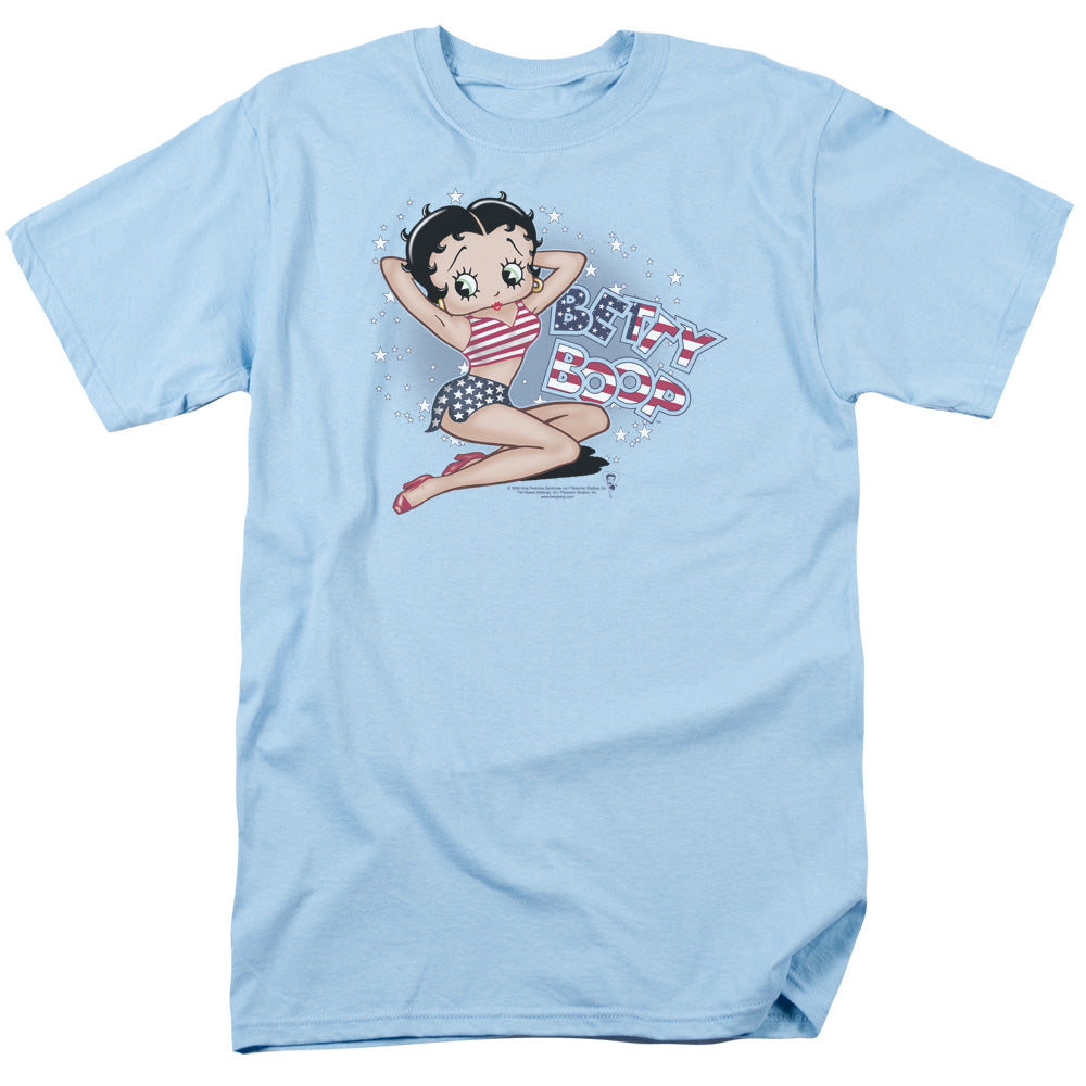 Betty Boop - All American Girl #2 - Adult Unisex Short Sleeve T-Shirt - Blue
