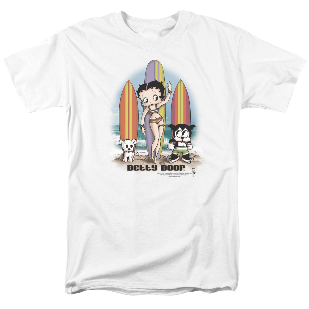 Betty Boop - Surfers - Adult Unisex Short Sleeve T-Shirt - White