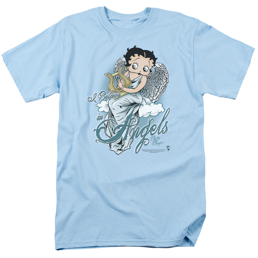 Betty Boop - I Believe In Angels - Adult Unisex Short Sleeve T-Shirt - Blue