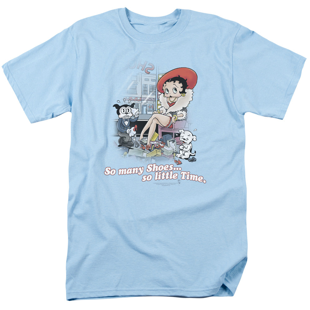 Betty Boop - So Many Shoes - Adult Unisex Short Sleeve T-Shirt - Blue