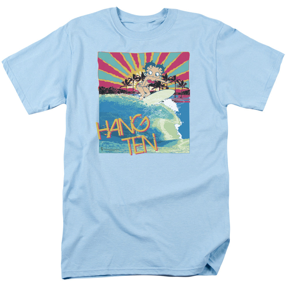 Betty Boop - Hang Ten - Adult Unisex Short Sleeve T-Shirt - Blue