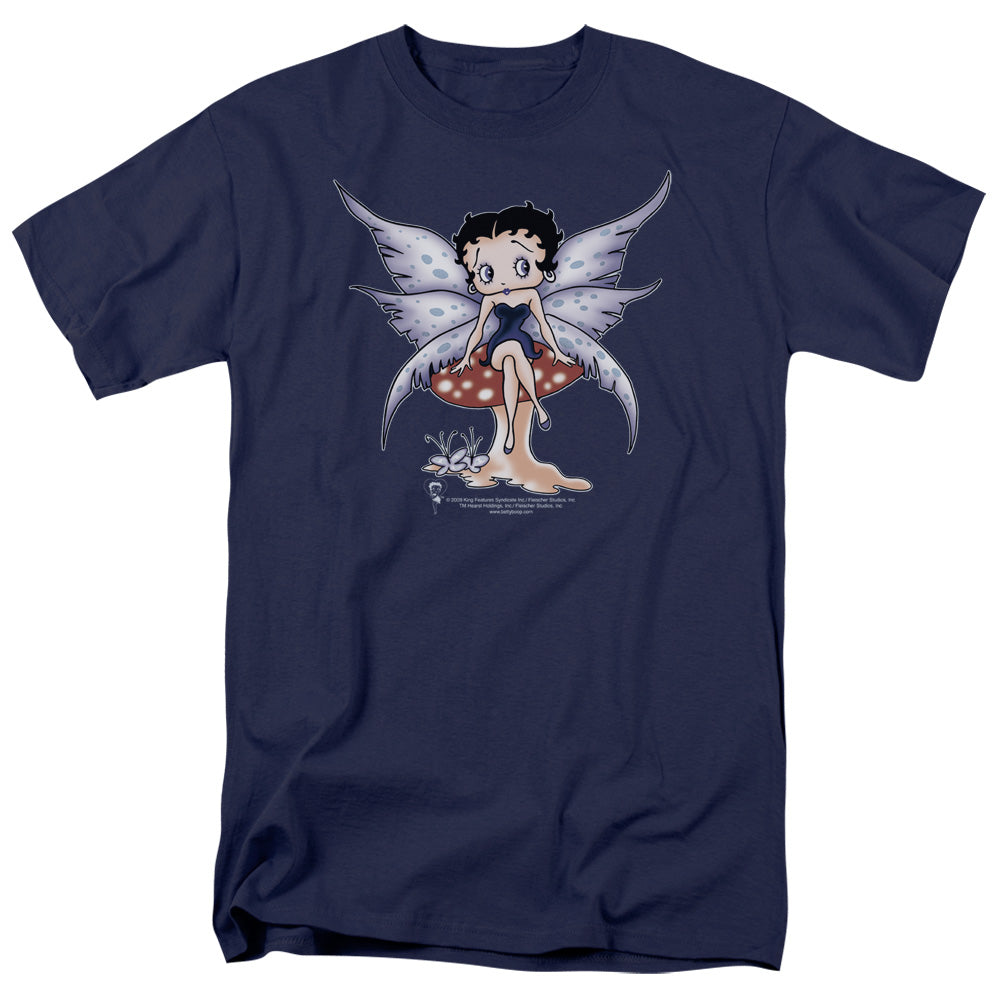 Betty Boop - Mushroom Fairy - Adult Unisex Short Sleeve T-Shirt - Blue