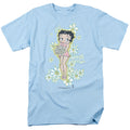 Betty Boop - Flowers - Adult Unisex Short Sleeve T-Shirt - Blue